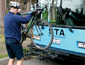 Step Three. Lift your bike up and place into the bike rack.