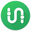 A green circular icon with a stylized white line resembling a transit route with two circle intersections, representing the Transit travel planning app logo.