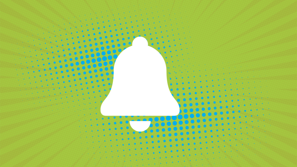 Graphic Bell on Green Background.