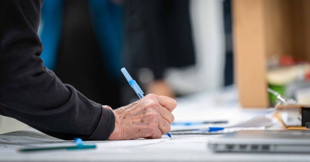 Image of a person signing in to a meeting.