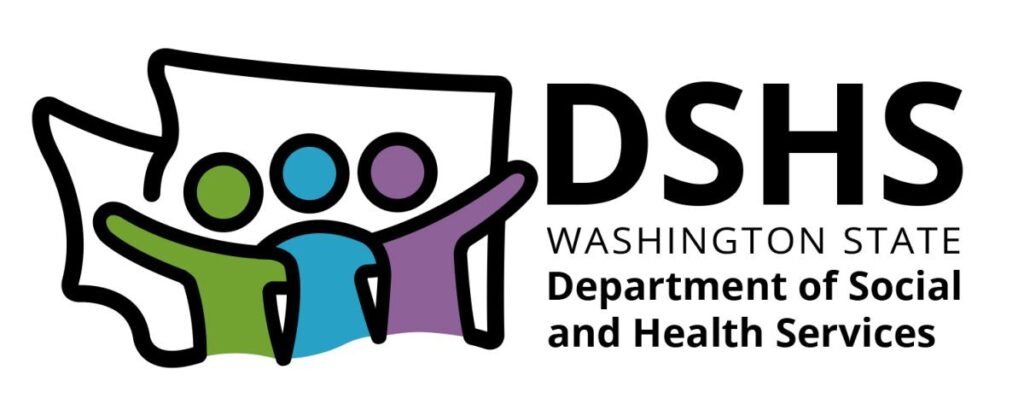 DSHS Washington State logo with three figures and text: Department of Social and Health Services.