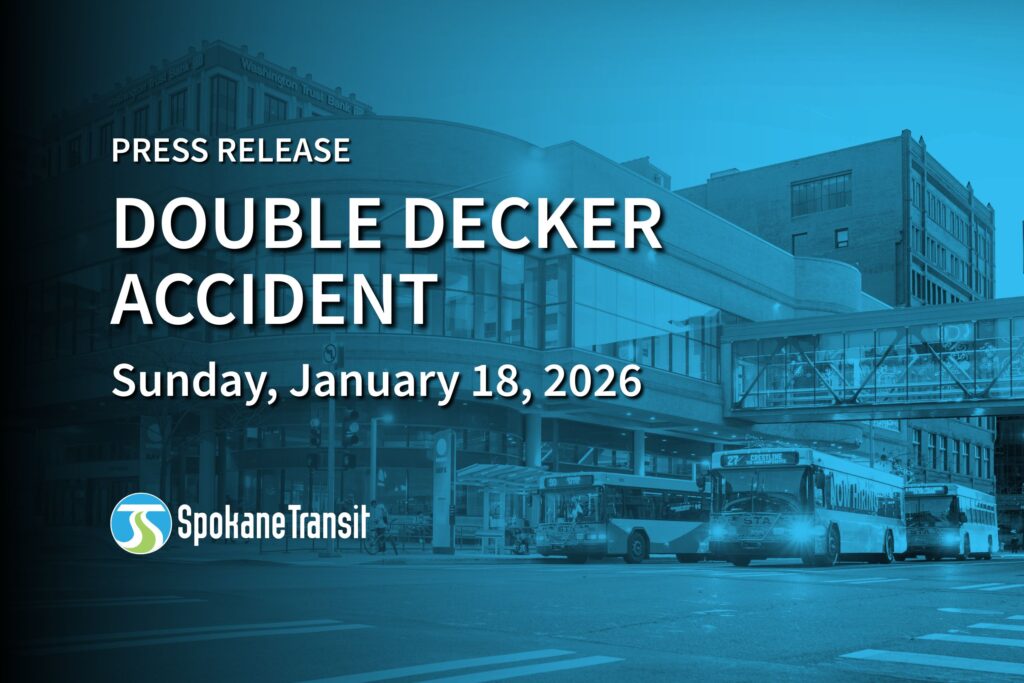 Spokane Transit press release on double decker bus accident, dated January 18, 2026.