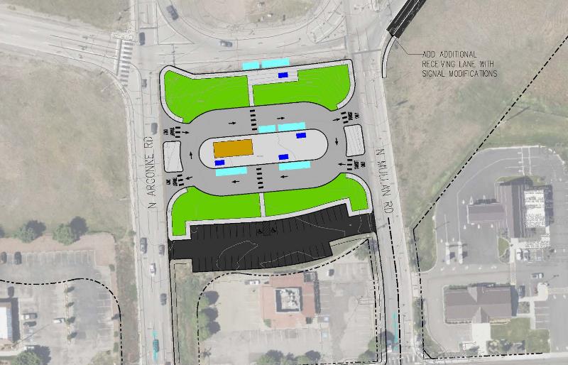 Aerial design rendering of the proposed Argonne Station Park & Ride