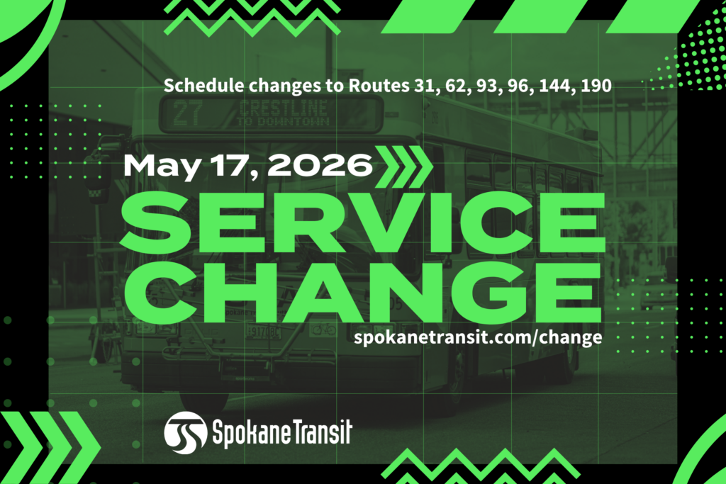 Text reads: Schedule changes to Routes 31, 62, 93, 96, 144, 190. May 17, 2026 Service Change.