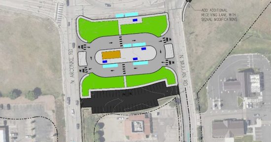 Aerial design rendering of the proposed Argonne Station Park & Ride