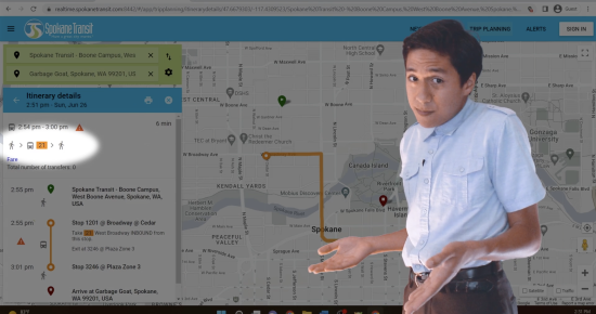 teenager showing realtime trip planning app