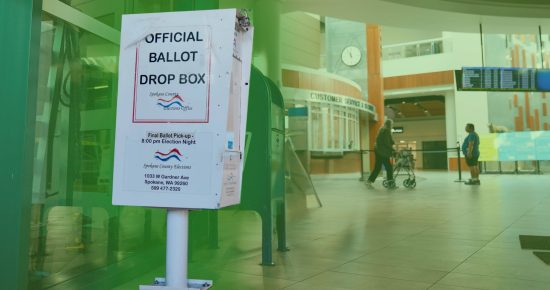 Official Ballot Drop Box inside STA Plaza.