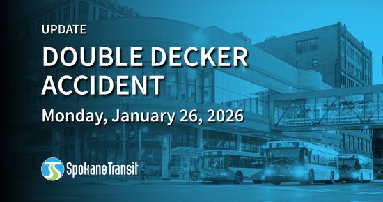 Double decker accident update for Spokane Transit dated January 26, 2026.